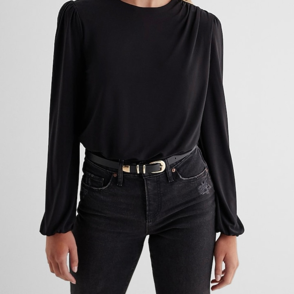 Express bodysuit skimming crew neck, black, large new with tags